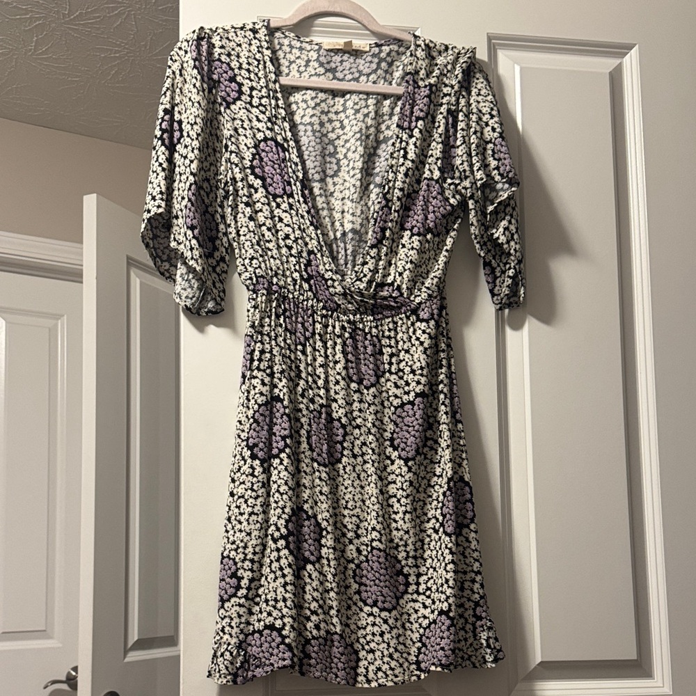 Elegant Purple and White Floral Dress